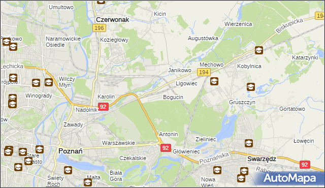 mapa Bogucin gmina Swarzędz, Bogucin gmina Swarzędz na mapie Targeo