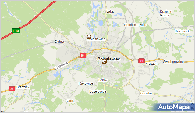 mapa Bolesławca, Bolesławiec na mapie Targeo
