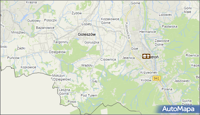 mapa Cisownica, Cisownica na mapie Targeo