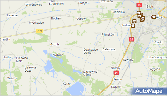 mapa Dąbkowice Dolne, Dąbkowice Dolne na mapie Targeo