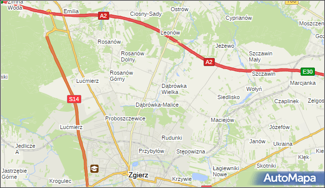mapa Dąbrówka-Sowice, Dąbrówka-Sowice na mapie Targeo