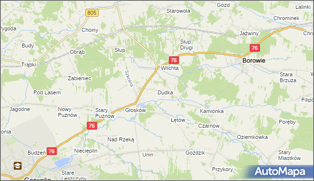 mapa Dudka gmina Borowie, Dudka gmina Borowie na mapie Targeo