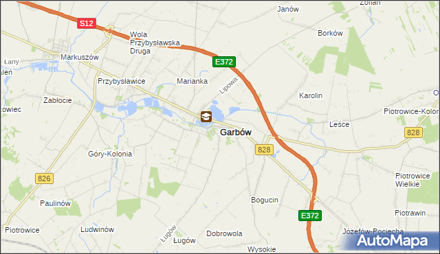 mapa Garbów powiat lubelski, Garbów powiat lubelski na mapie Targeo
