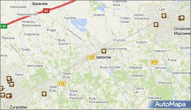 mapa Jaktorów, Jaktorów na mapie Targeo