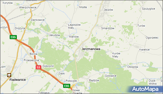 mapa Jerzmanowa, Jerzmanowa na mapie Targeo
