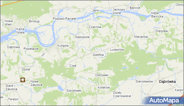 mapa Józefów gmina Dąbrówka, Józefów gmina Dąbrówka na mapie Targeo