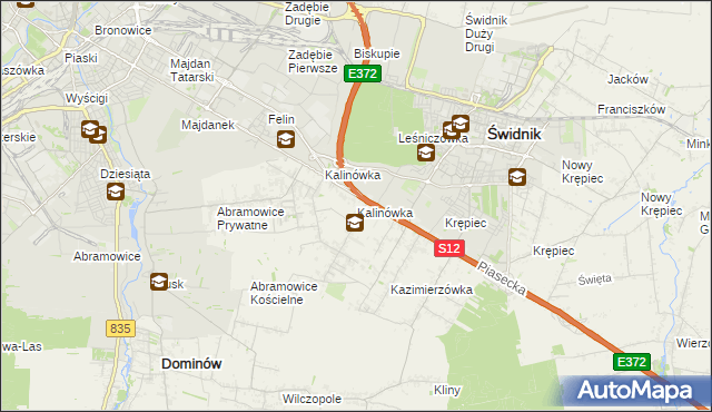 mapa Kalinówka gmina Głusk, Kalinówka gmina Głusk na mapie Targeo