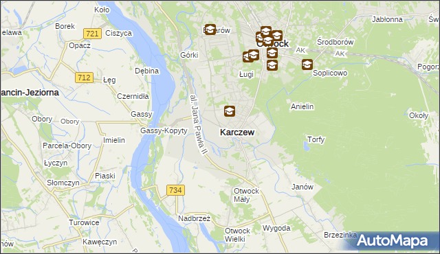 mapa Karczew powiat otwocki, Karczew powiat otwocki na mapie Targeo