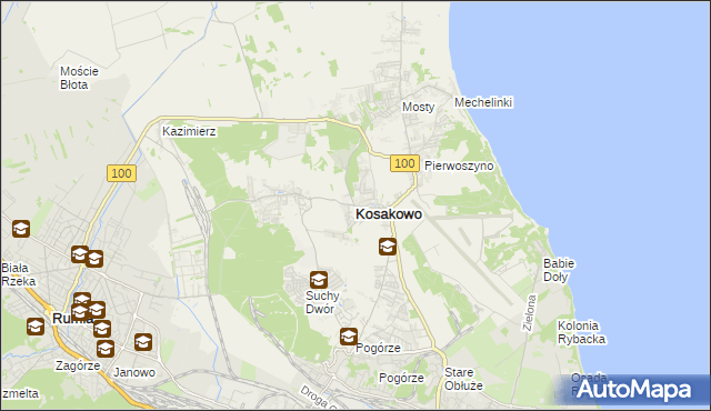 mapa Kosakowo powiat pucki, Kosakowo powiat pucki na mapie Targeo