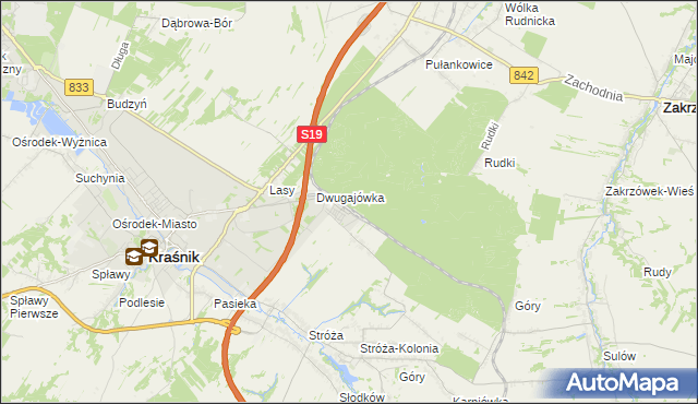 mapa Kraśnik powiat kraśnicki, Kraśnik powiat kraśnicki na mapie Targeo