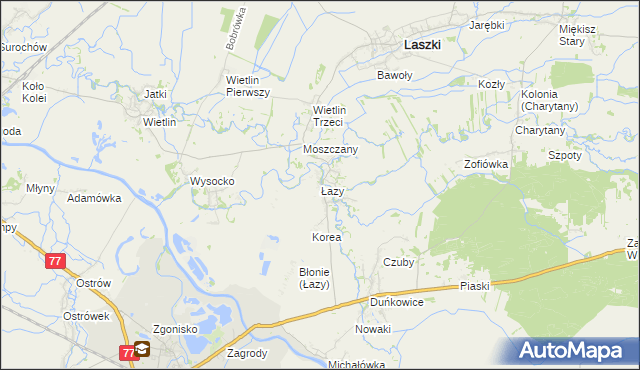 mapa Łazy gmina Radymno, Łazy gmina Radymno na mapie Targeo