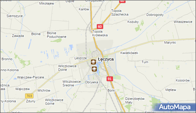 mapa Łęczyca, Łęczyca na mapie Targeo