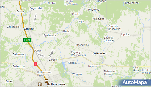 mapa Mechowiec, Mechowiec na mapie Targeo