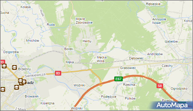 mapa Męcka Wola, Męcka Wola na mapie Targeo