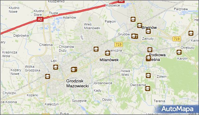 mapa Milanówek, Milanówek na mapie Targeo
