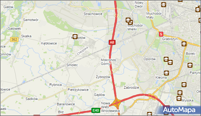 mapa Mokronos Górny, Mokronos Górny na mapie Targeo