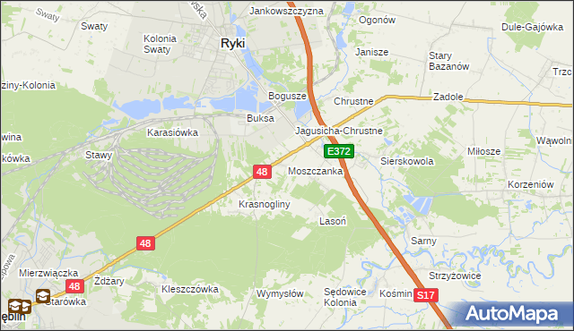mapa Moszczanka gmina Ryki, Moszczanka gmina Ryki na mapie Targeo