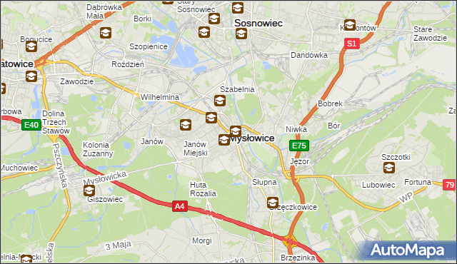 mapa Mysłowice, Mysłowice na mapie Targeo