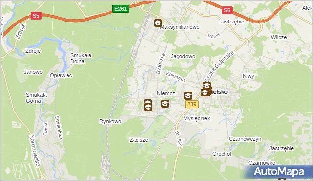mapa Niemcz, Niemcz na mapie Targeo