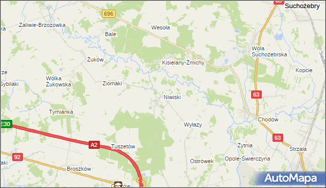 mapa Niwiski, Niwiski na mapie Targeo