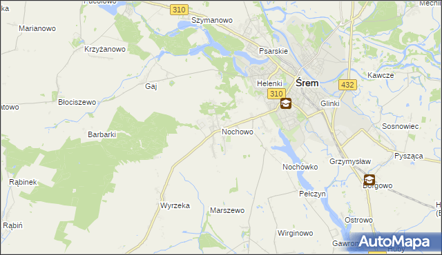 mapa Nochowo, Nochowo na mapie Targeo