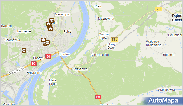 mapa Ostromecko, Ostromecko na mapie Targeo