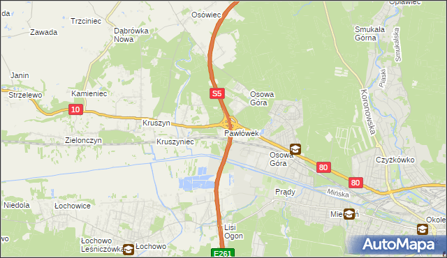 mapa Pawłówek gmina Sicienko, Pawłówek gmina Sicienko na mapie Targeo