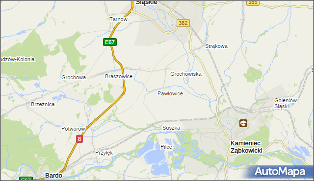 mapa Pawłowice gmina Ząbkowice Śląskie, Pawłowice gmina Ząbkowice Śląskie na mapie Targeo