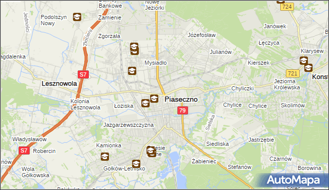 mapa Piaseczno, Piaseczno na mapie Targeo