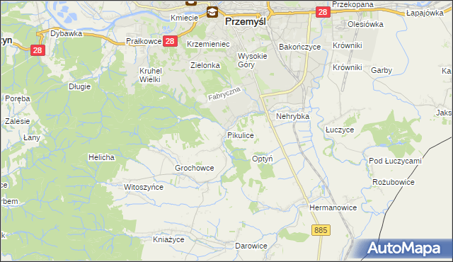 mapa Pikulice, Pikulice na mapie Targeo
