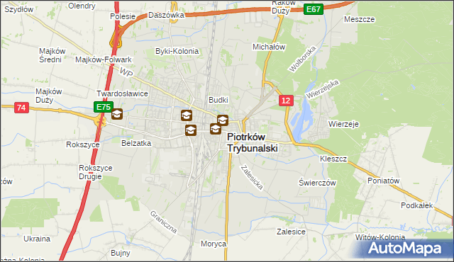 mapa Piotrków Trybunalski, Piotrków Trybunalski na mapie Targeo