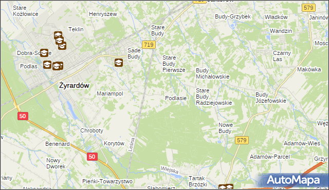 mapa Podlasie gmina Radziejowice, Podlasie gmina Radziejowice na mapie Targeo