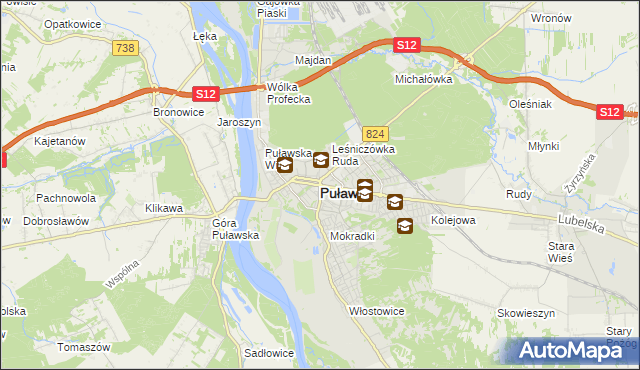 mapa Puław, Puławy na mapie Targeo