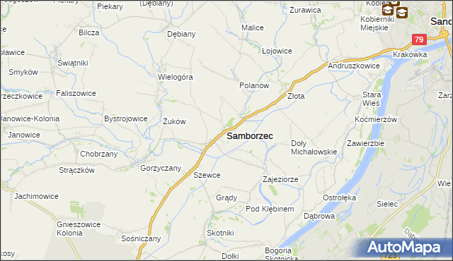 mapa Samborzec, Samborzec na mapie Targeo