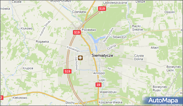 mapa Siemiatycze, Siemiatycze na mapie Targeo