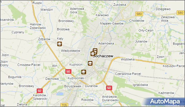 mapa Sochaczew, Sochaczew na mapie Targeo