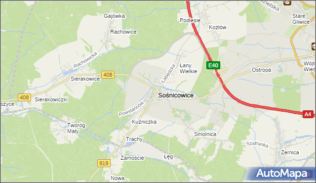 mapa Sośnicowice, Sośnicowice na mapie Targeo
