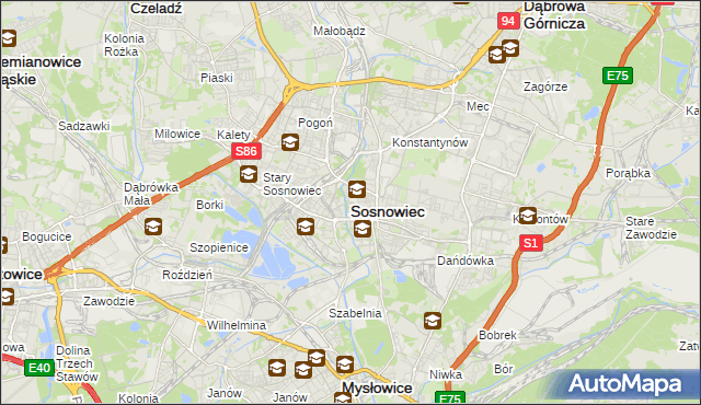 mapa Sosnowca, Sosnowiec na mapie Targeo
