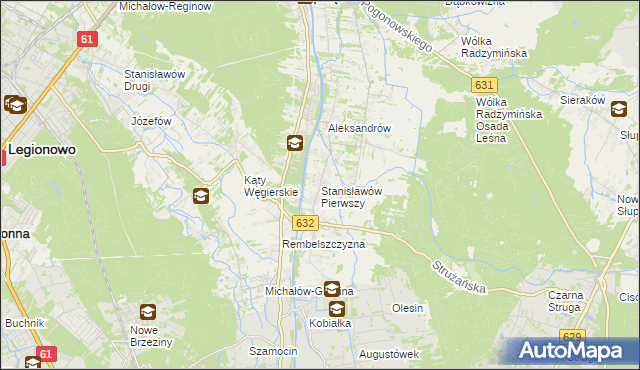 mapa Stanisławów Pierwszy gmina Nieporęt, Stanisławów Pierwszy gmina Nieporęt na mapie Targeo