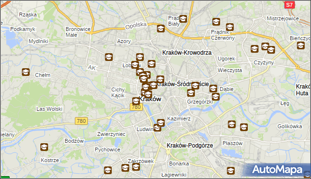 mapa Stare Miasto gmina Kraków, Stare Miasto gmina Kraków na mapie Targeo