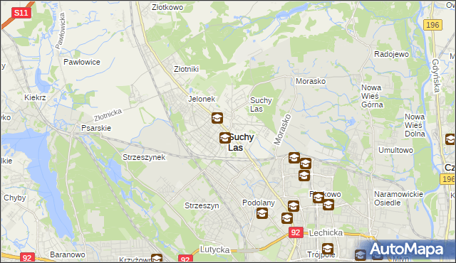 mapa Suchy Las powiat poznański, Suchy Las powiat poznański na mapie Targeo