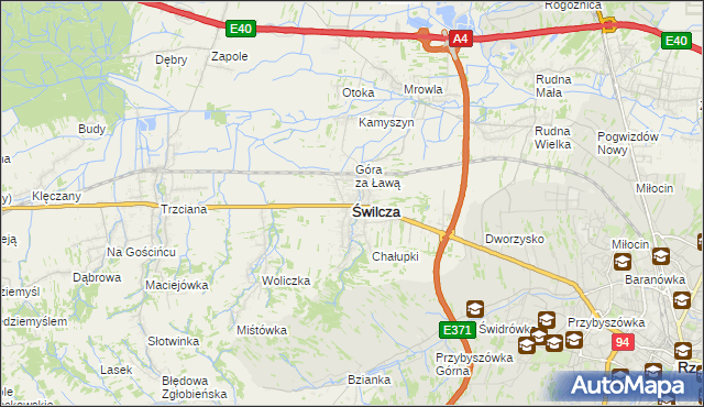 mapa Świlcza, Świlcza na mapie Targeo