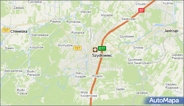 mapa Szydłowiec, Szydłowiec na mapie Targeo