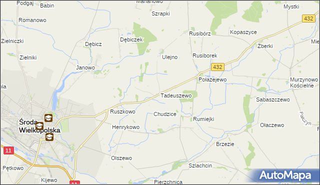 mapa Tadeuszewo, Tadeuszewo na mapie Targeo