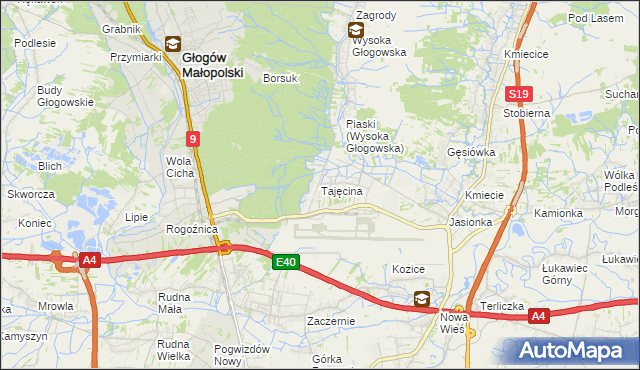 mapa Tajęcina, Tajęcina na mapie Targeo