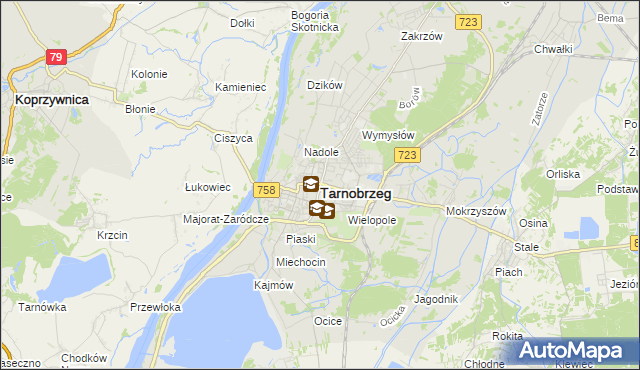 mapa Tarnobrzegu, Tarnobrzeg na mapie Targeo