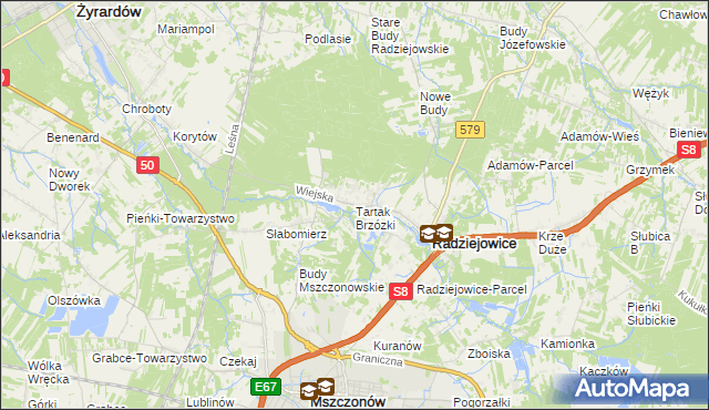 mapa Tartak Brzózki, Tartak Brzózki na mapie Targeo
