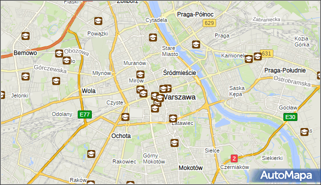 mapa Warszawy, Warszawa na mapie Targeo