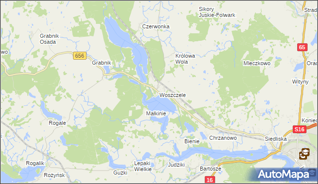 mapa Woszczele, Woszczele na mapie Targeo