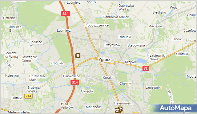 mapa Zgierz, Zgierz na mapie Targeo